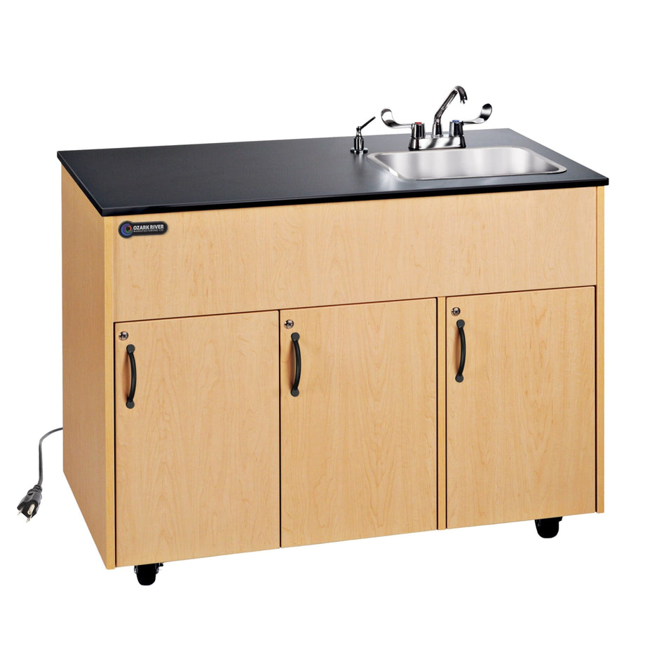 Advantage 1D Maple Deep Basin Portable Hot Water Hand Sink with Black Countertop