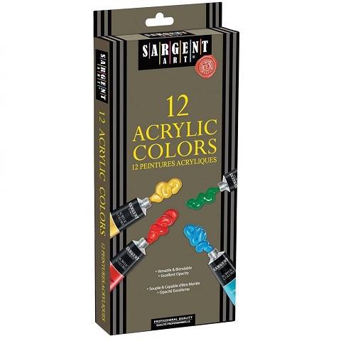 Sargent Art 12-Count Tube Acrylic Paint Set, Premium ,23-0501