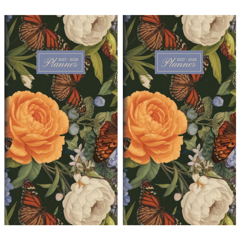 2027-2028 Vintage Blooms Small Monthly Pocket Planner, 2 Pack