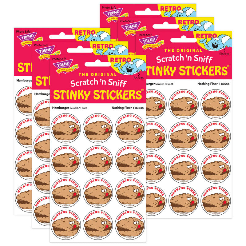 Nothing Finer/Hamburger scent Retro Scratch 'n Sniff Stinky StickersÂ®, 24 Per Pack, 6 Packs