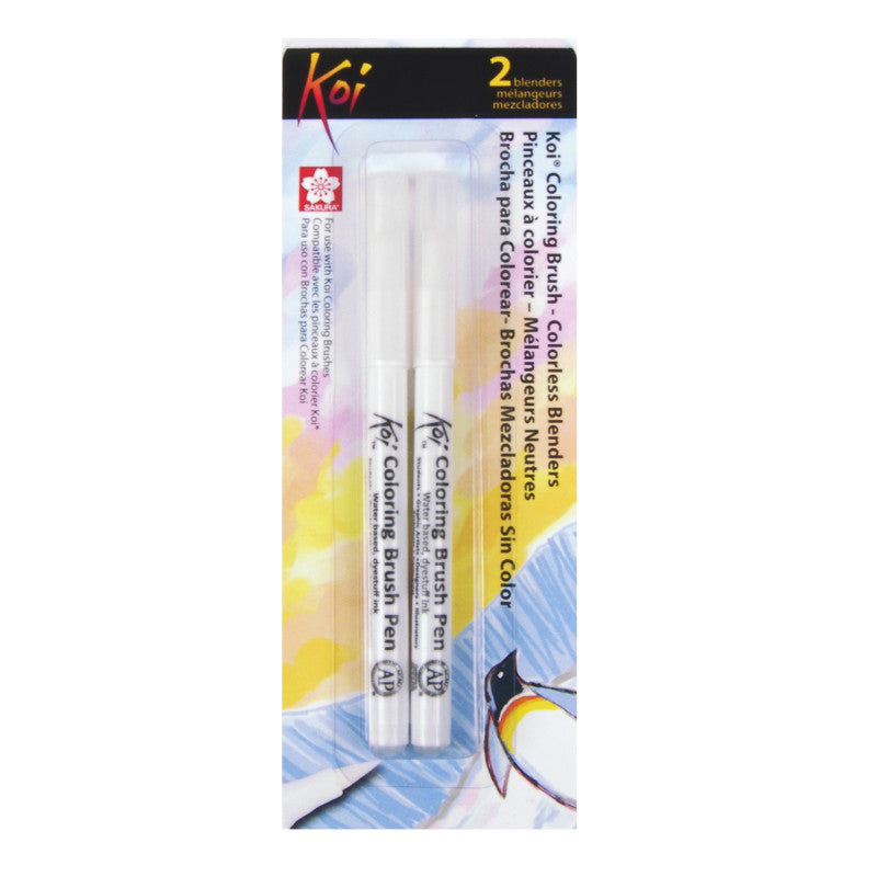 Koi Watercolor Coloring Brush Pen, Colorless Blenders, 2-Pack