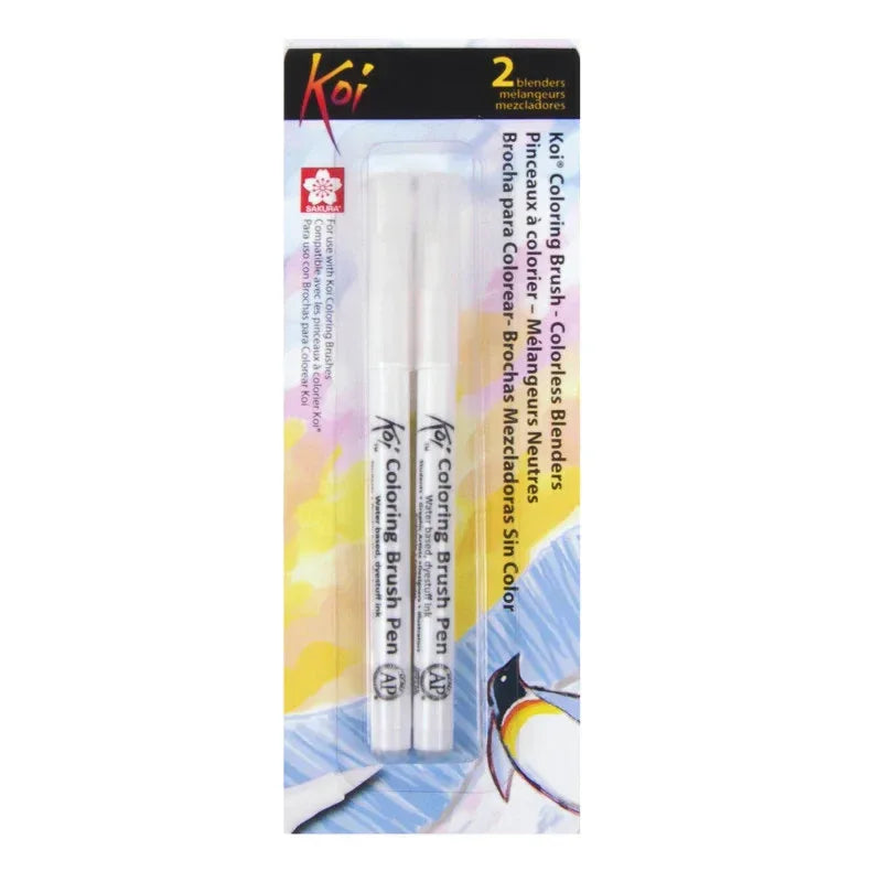 Koi Watercolor Coloring Brush Pen, Colorless Blenders, 2-Pack