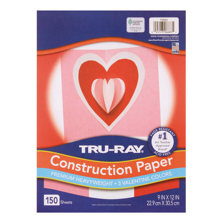 Construction Paper, Heavyweight, Valentine Assortment, 9" x 12", 150 Sheets