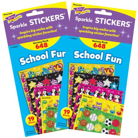 School Fun Sparkle Stickers&reg; Variety Pack, 648 Per Pack, 2 Packs