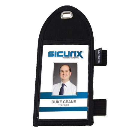 Pen Loop ID Neck Pouch Badge Holder, Vertical, Black