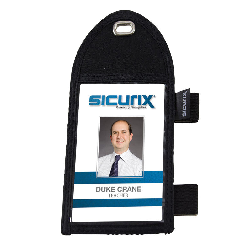Pen Loop ID Neck Pouch Badge Holder, Vertical, Black