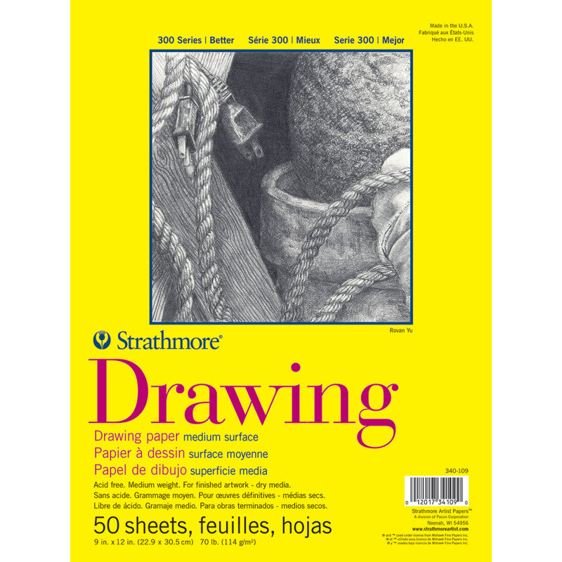 300 Series Drawing Pad, Glue Binding, 50 Sheet, 9x12 inch, 1 Count