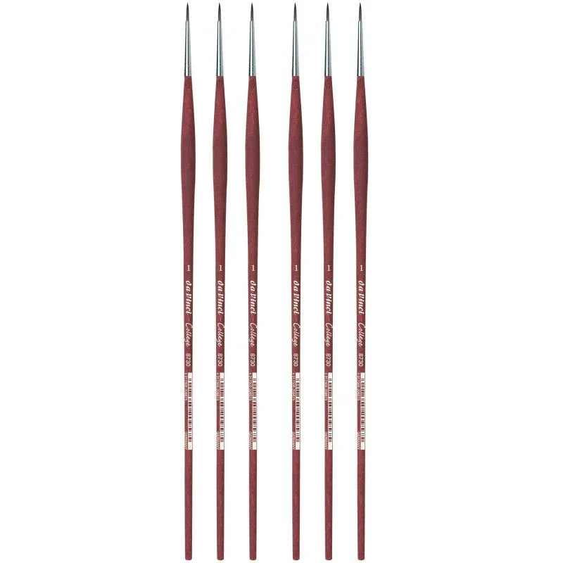 COLLEGE Student Brush, Synthetic, Acrylic & Oil, Round, Series 8730, Size 1, Pack of 6