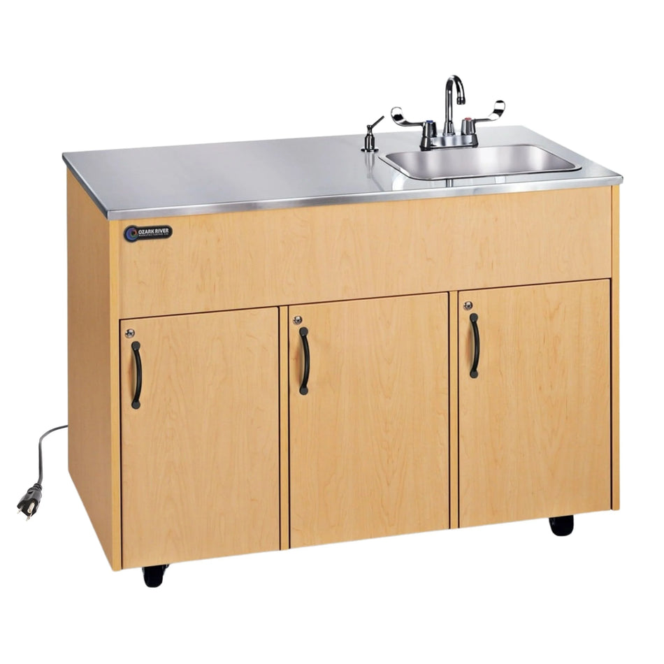 Advantage 1D Maple Deep Basin Portable Cold &Hot Water Hand Sink with Black Countertop