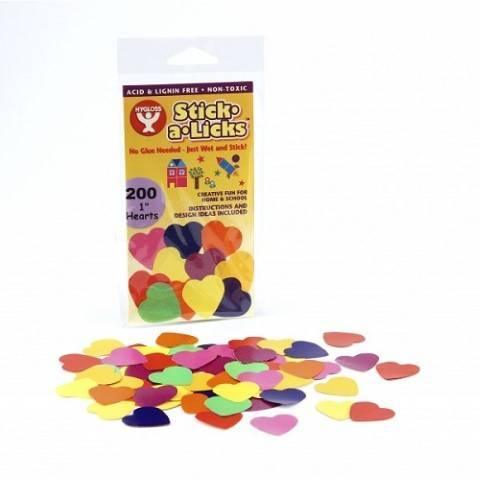 Hygloss Gummed Paper Shape Stick-A-Licks Hearts 1" (230-1)