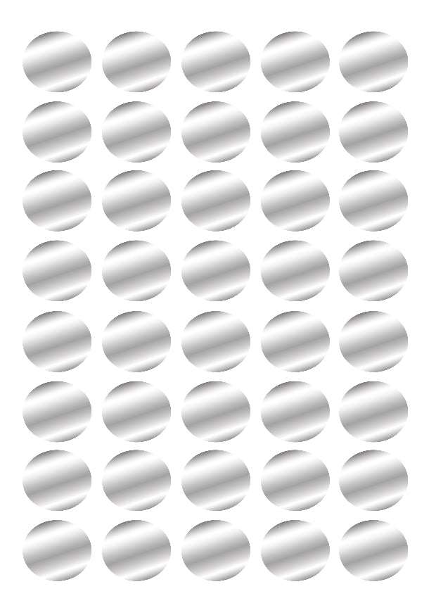 3/4" Round Color Coding Labels - Metalic Silver- Pack of 1000