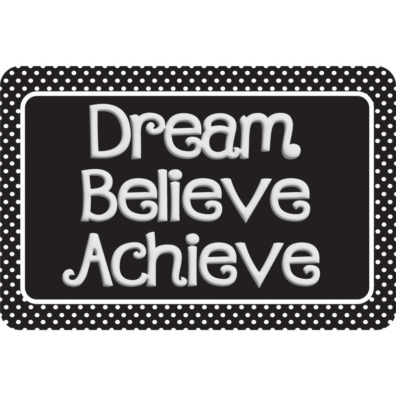 The Original Fun MatÂ® Computer Mouse Pad, 11.75x8 in, Dream, Believe, Achieve, Black with White Dots