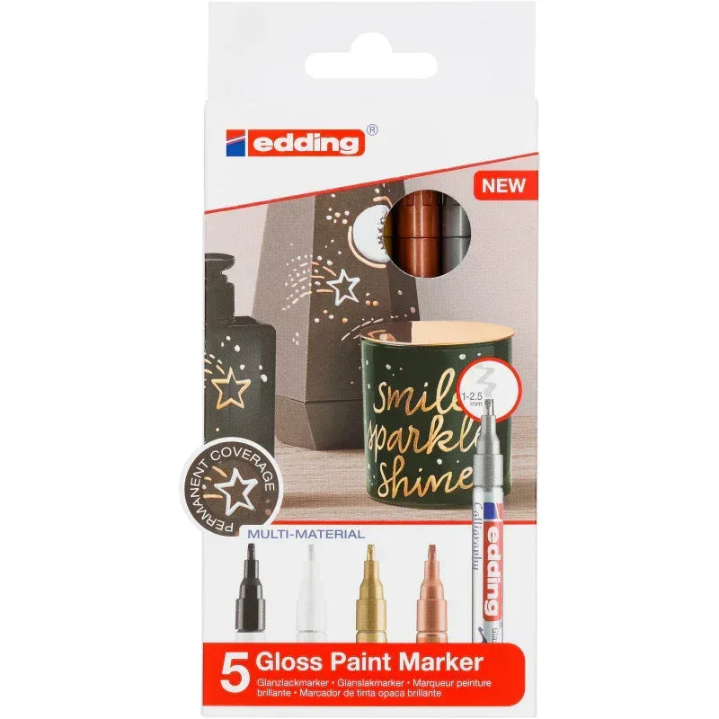 753 Series Gloss Paint Marker Calligraphy, Metallic Colors, Set of 5