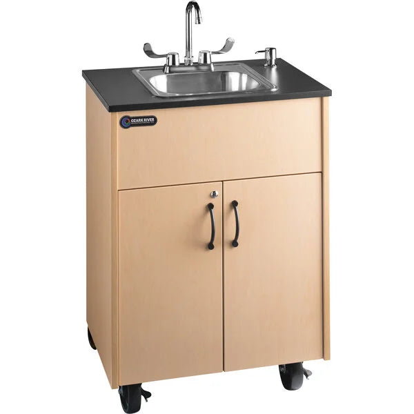 Premier 1 Maple Portable Hot Water Hand Sink with Laminate Cabinet and Single Stainless Steel Basin