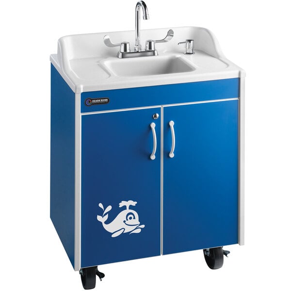 Lil Splasher Blue Portable Hot Water Hand Sink with Laminate Cabinet and Basin