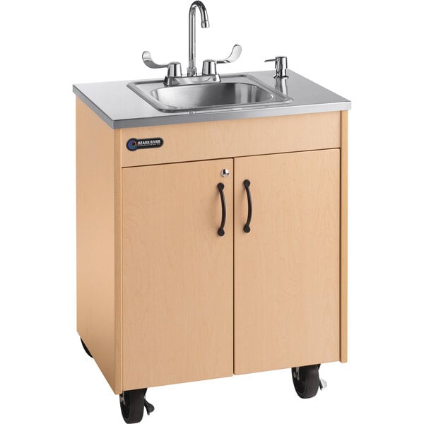 Lil Premier S1 Portable Hot Water Hand Sink with Laminate Cabinet and Single Stainless Steel Basin