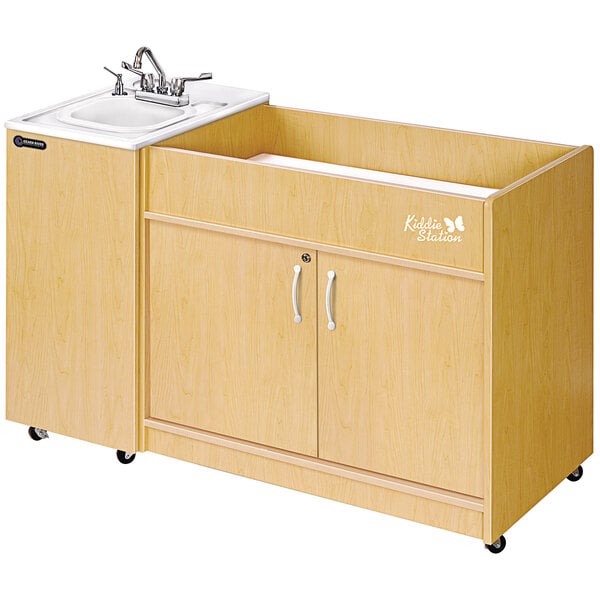 Kiddie Station Diaper Changing Station / Portable Hand Sink with Laminate Cabinet and ABS Basin