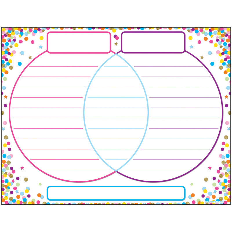 Smart Poly&trade; Confetti Venn Diagram Chart, Dry-Erase Surface, 17" x 22"