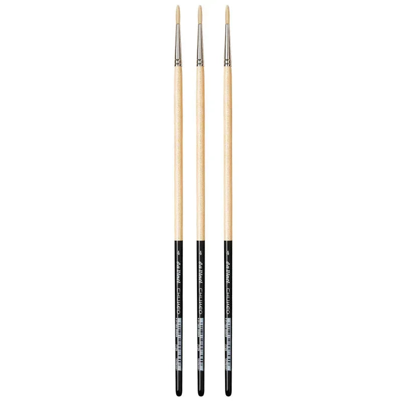 CHUNEO Synthetic Hog Bristle, Oil, Round, Series 7729, Size 4, Pack of 3