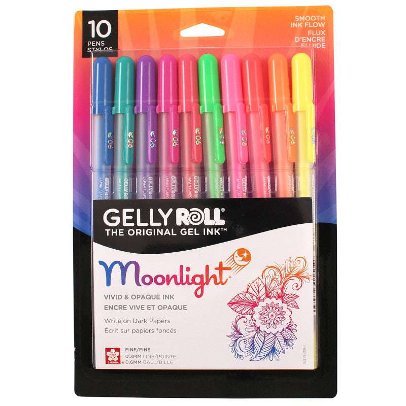 Gelly Roll Moonlight Gel Ink Pens, 06 Fine, Assorted, Pack of 10