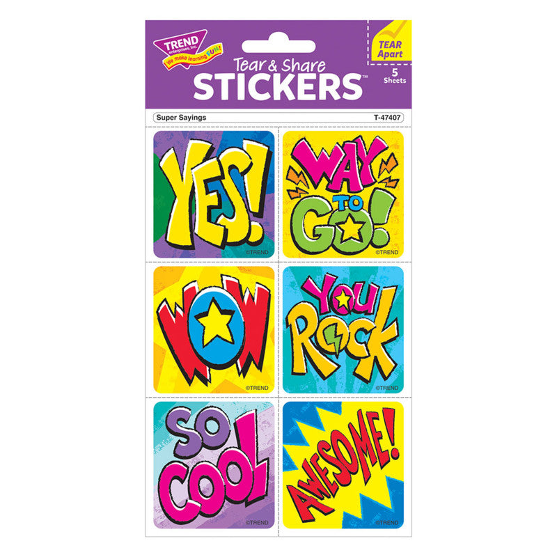 Super Sayings Tear & Share StickersÂ®, 30 Count