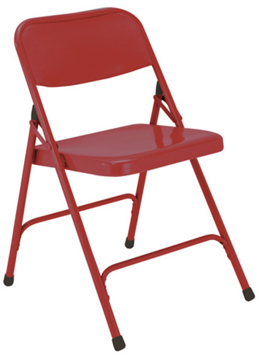 NPS® 200 Series Premium All-Steel Double Hinge Folding Chair 17.5 Seat Height - Red, CARTON OF 4