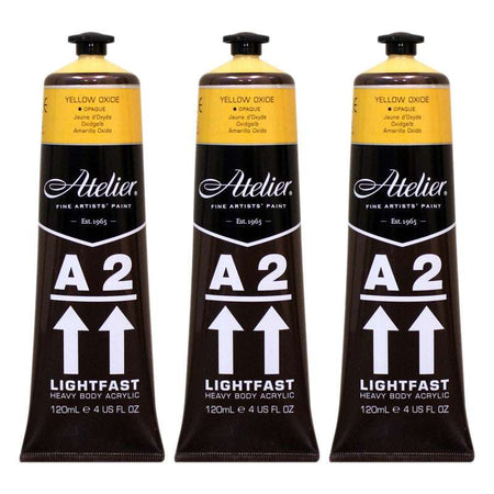 A2 Heavy Body Lightfast Artist Acrylic, 4 oz., Yellow Oxide, Pack of 3