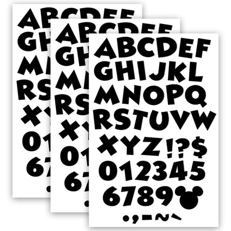 Mickey Mouse&reg; Throwback Black Deco Letters, 216 Characters Per Pack, 3 Packs