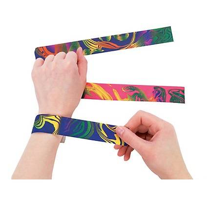 Tie-Dyed Slap Bracelets, 12 Per Pack
