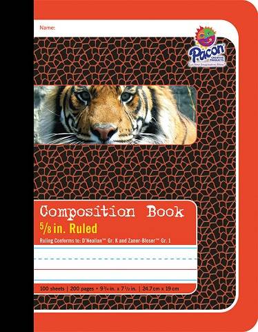 PACON COMPOSITION BOOK, RED TIGER 9.75" X 7.5" RED TIGER 200 PAGES