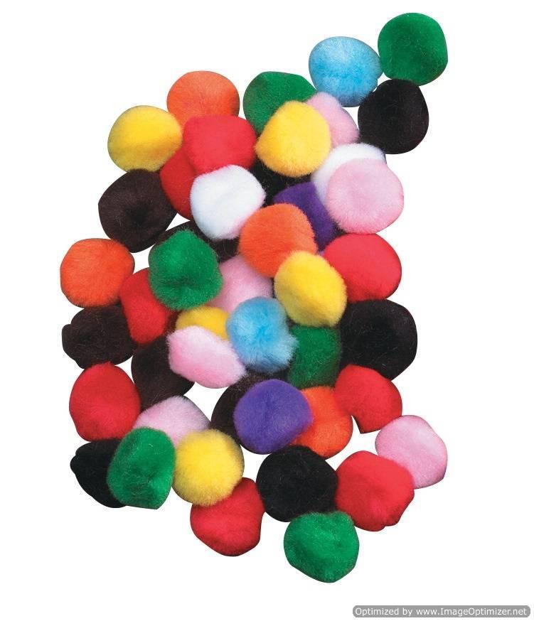 Acrylic Pom-Poms, 1 Inch, Bright Assorted Colors, 100/Bag