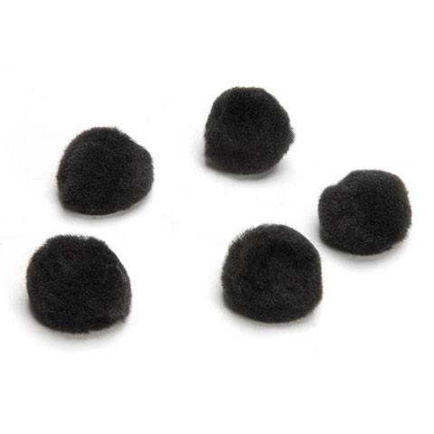 1 inch Acrylic Pom Poms - Black - 100 pack