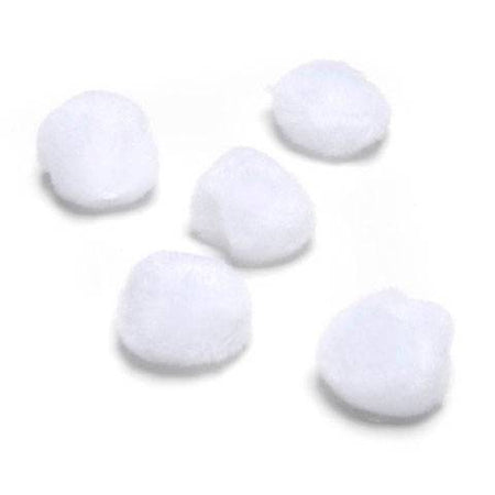 1 inch Acrylic Craft Pom Poms - White - 100 pack