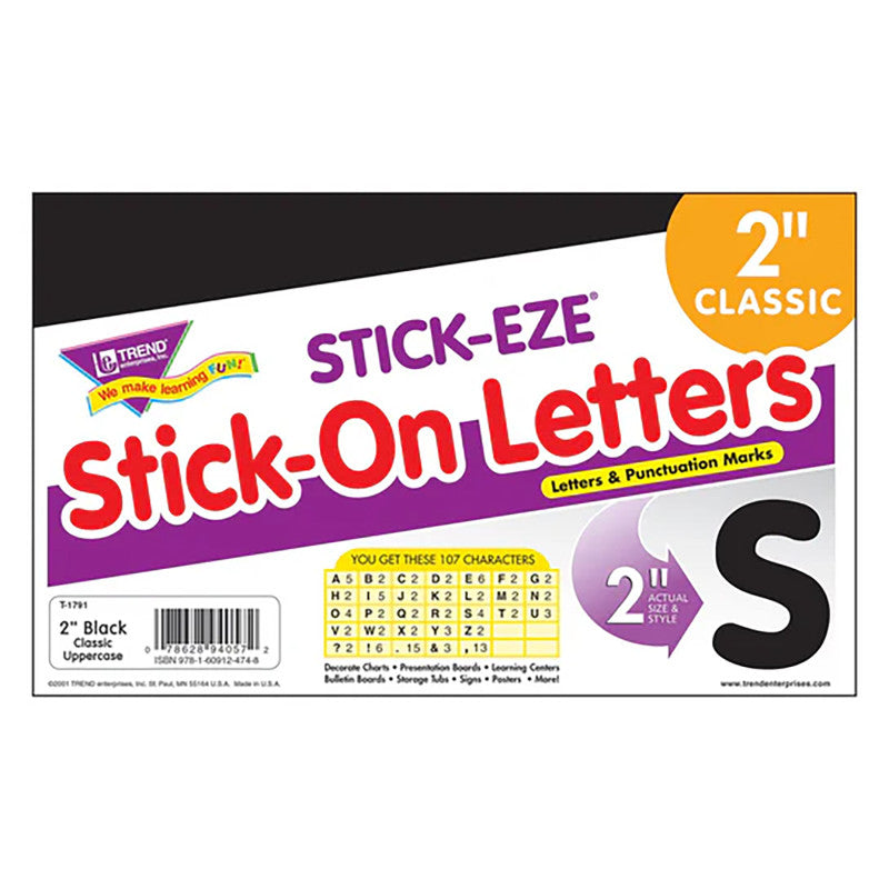 Black 2" STICK-EZEÂ® Stick-On Letters