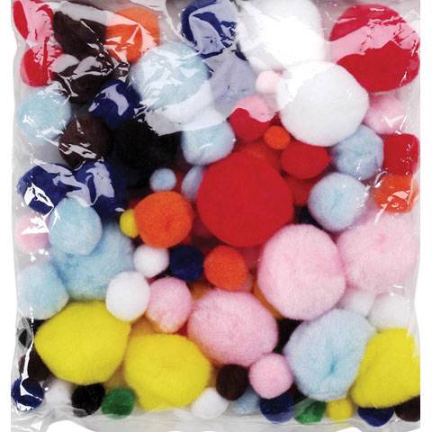 Assorted Sizes Acrylic Craft Bright Colors Pom Poms 300/pack (249AS)