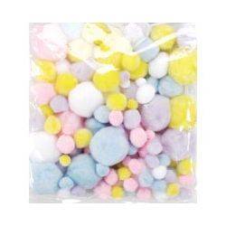 Assorted Sizes Acrylic Craft Pastel Colors Pom Poms 300/pack, (249PA)