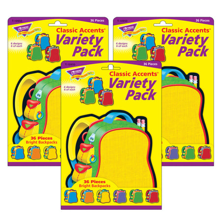 Bright Backpacks Classic Accents&reg; Variety Pack, 36 Per Pack, 3 Packs