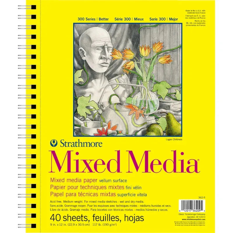 300 Series Mixed Media Pad, Side Wire Binding, 40 Sheet, 9x12 inch, 1 Count