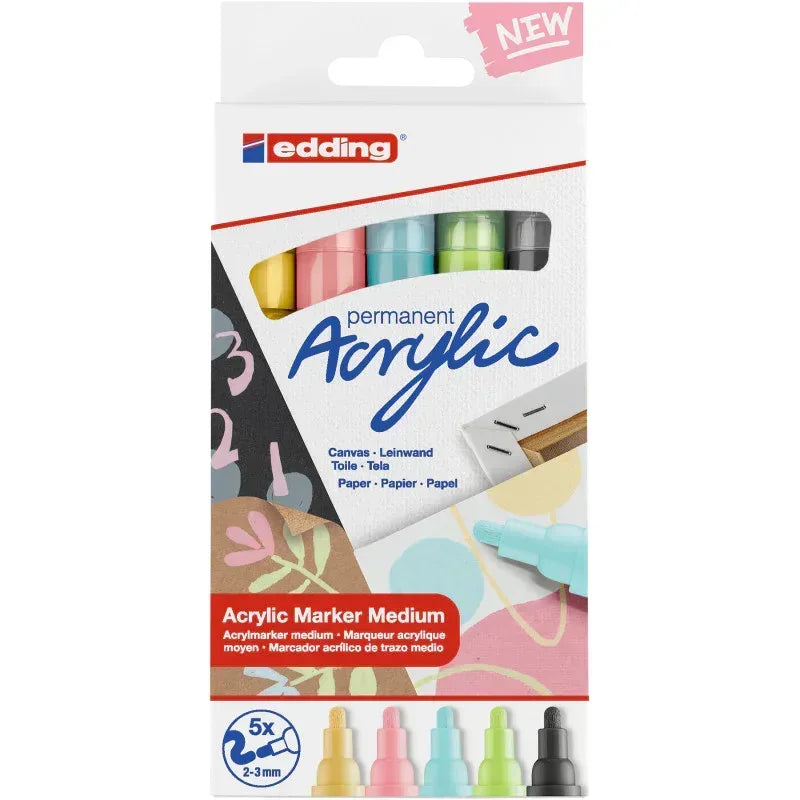 5100 Series Acrylic Paint Marker, Medium Tip, Pastel Colors, Set of 5