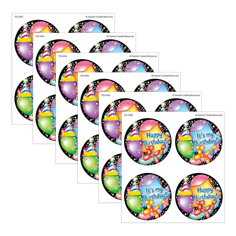 Happy Birthday Wear 'Em Badges, 32 Per Pack, 6 Packs