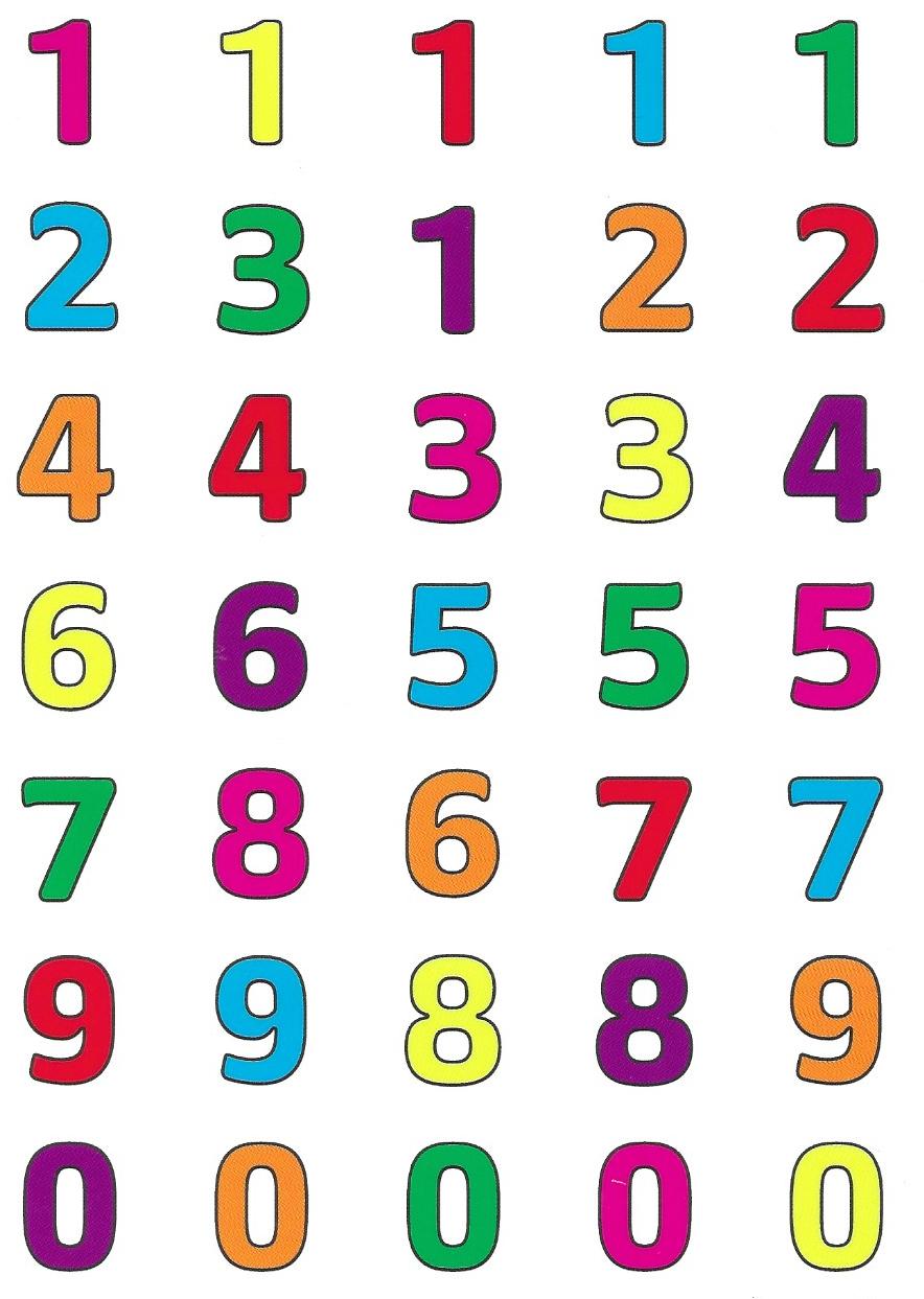 Transparent  Color Number Stickers 1" , 875 Per Pack