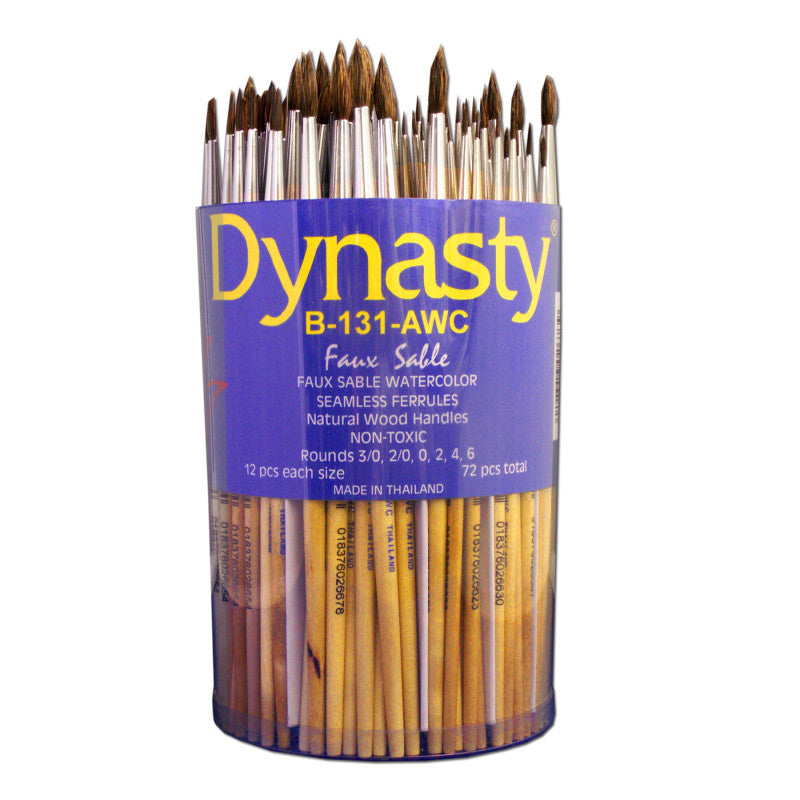Imitation Sable Round Brush Canister, 72 Brushes