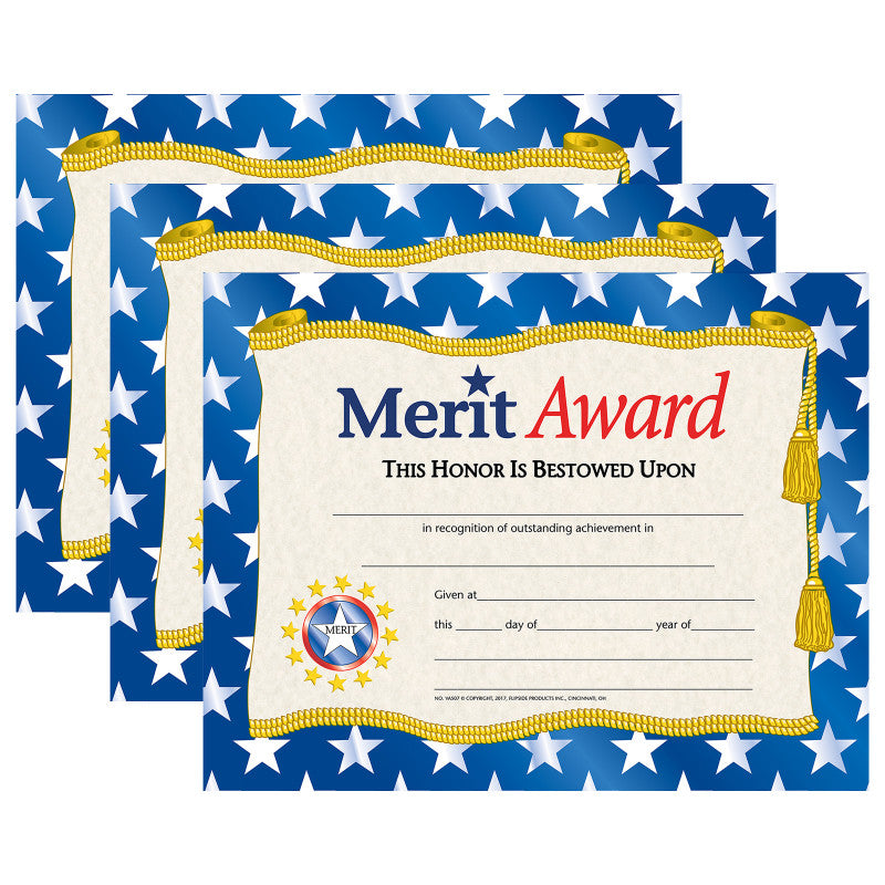 Merit Award Certificate, 8.5" x 11", 30 Per Pack, 3 Packs