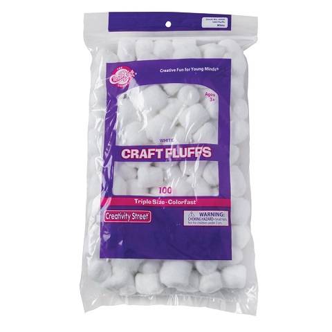 CREATIVITY STREET CRAFT FLUFFS TRIPLE SIZE WHITE 100 PIECES