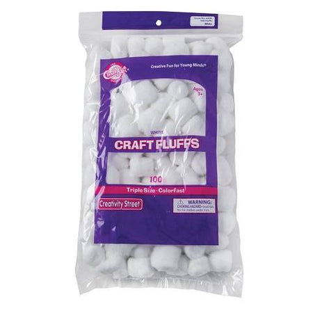 CREATIVITY STREET CRAFT FLUFFS TRIPLE SIZE WHITE 100 PIECES