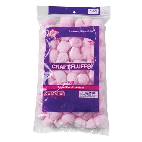 CREATIVITY STREET CRAFT FLUFFS TRIPLE SIZE PINK 100 PIECES