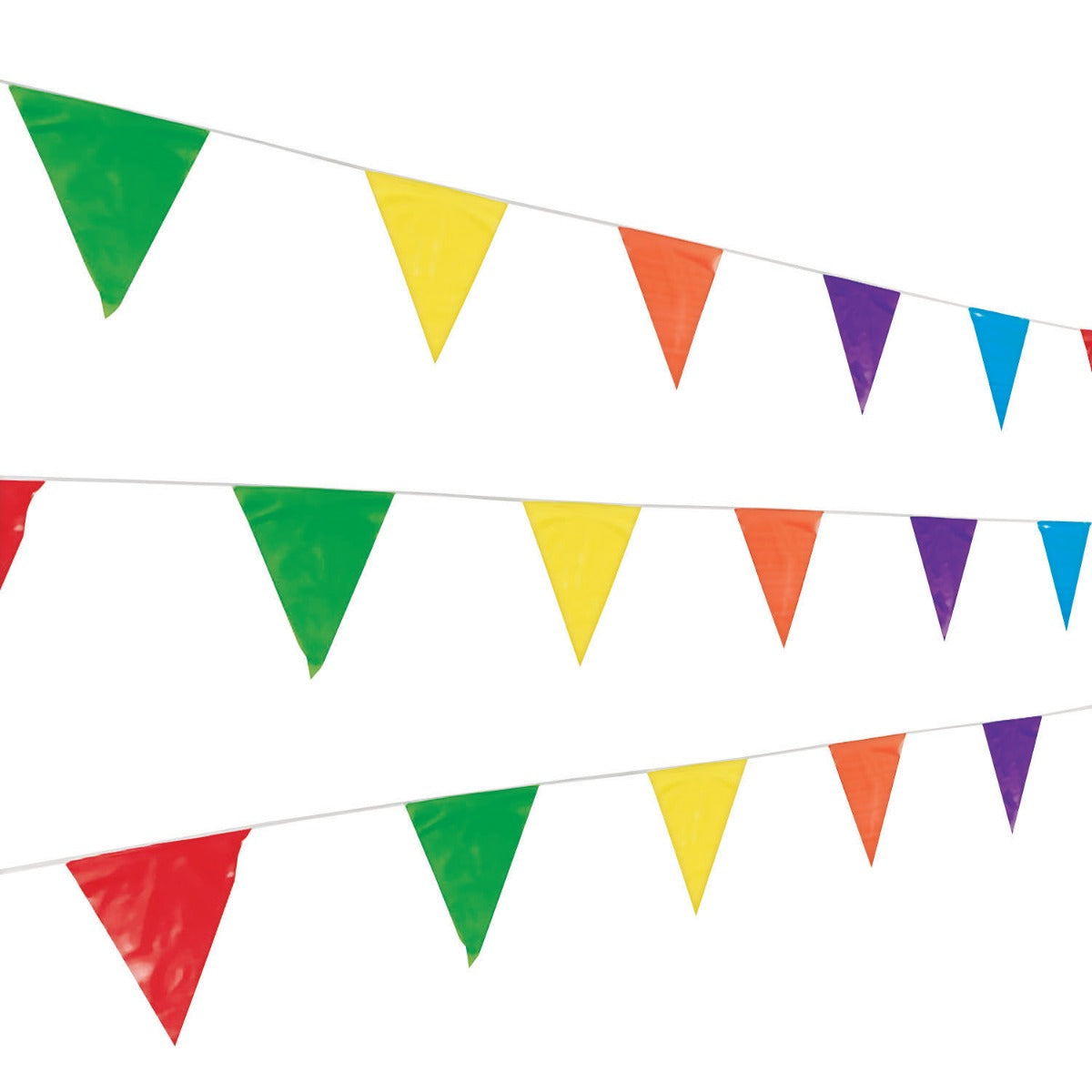 Multicolor Plastic Pennant Banner - 100 feet in length w/Forty-eight 12" x 18" pennants