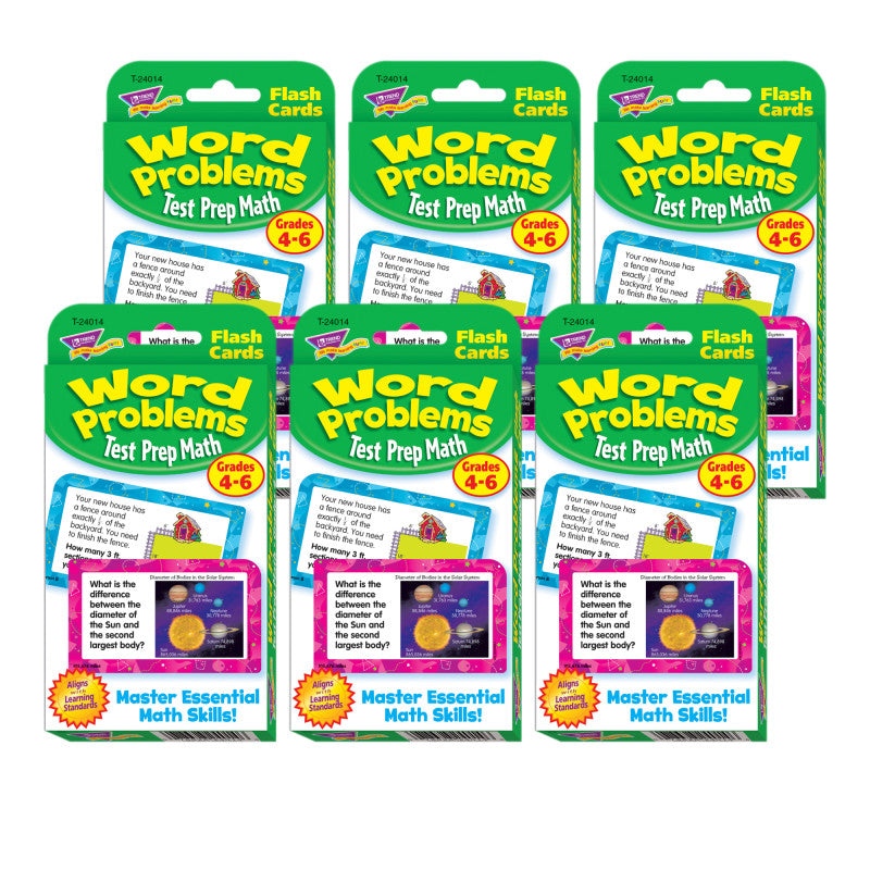 Word Problems Test Prep Math, Grades 4-6 Challenge Cards&reg;, 6 Packs