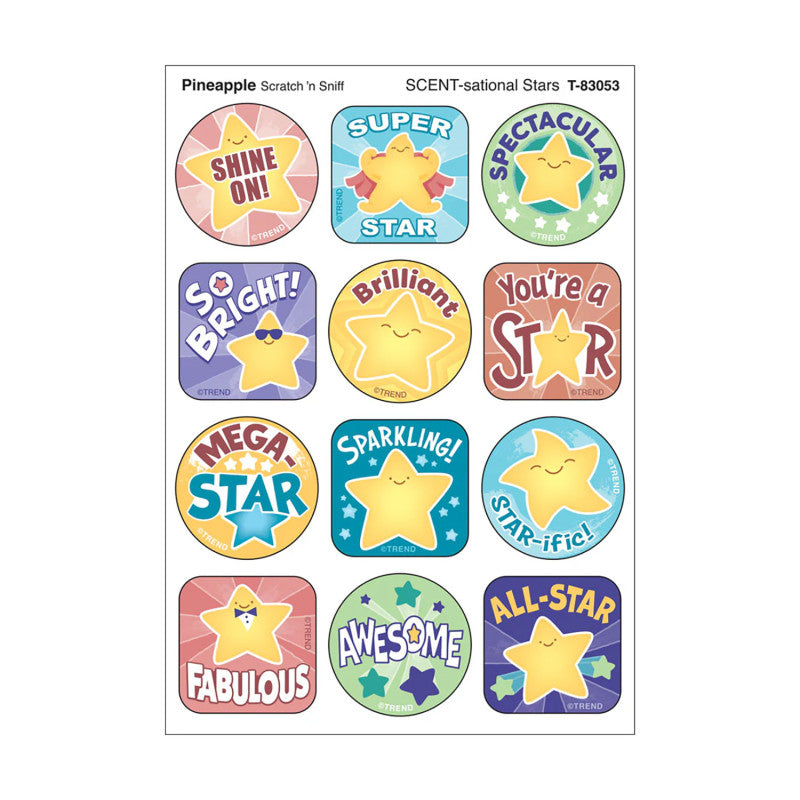 SCENT-sational Stars, Pineapple Scent Scratch 'n Sniff Stinky Stickers&reg;, Pack of 48