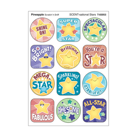 SCENT-sational Stars, Pineapple Scent Scratch 'n Sniff Stinky Stickers&reg;, Pack of 48